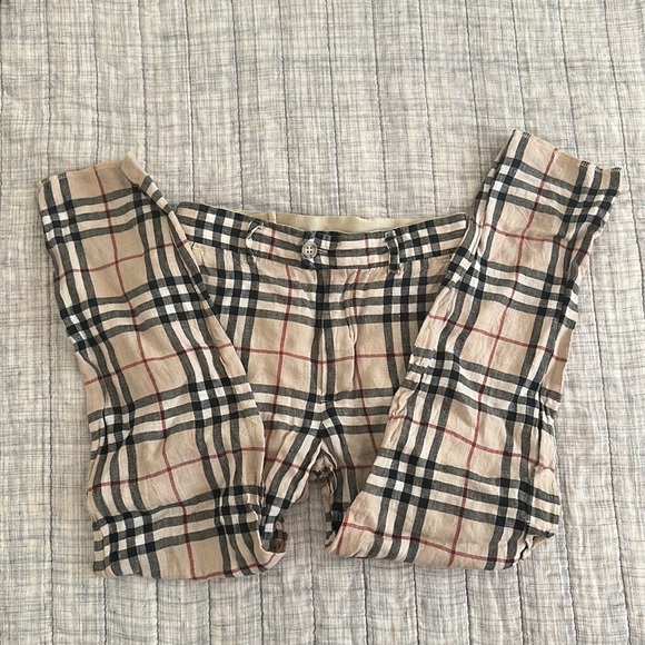 Vintage Burberry boys classic plaid linen pants size 6 - Picture 2 of 8
